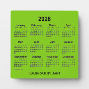 Plaque Photo Calendrier du bureau vert jaune 2026 par Janz
