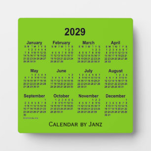 Plaque Photo Calendrier du bureau vert jaune 2029 par Janz