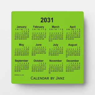 Plaque Photo Calendrier du bureau vert jaune 2031 par Janz