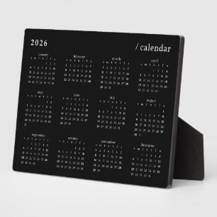 Plaque Photo Calendrier minimaliste noir et blanc 2026