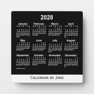 Plaque Photo Calendrier Neon White Desk 2028 par Janz