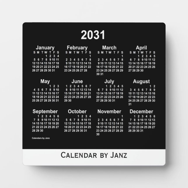 Plaque Photo Calendrier Neon White Desk 2031 par Janz (Devant)