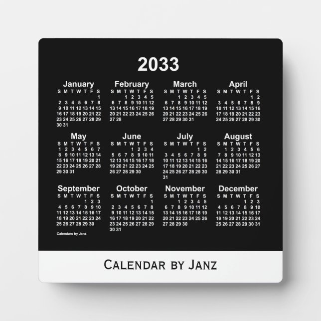 Plaque Photo Calendrier Neon White Desk 2033 par Janz (Devant)