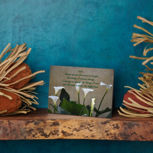 Plaque Photo Calla Lilies Prière Inspirante de sérénité (Côté)