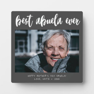 Plaque Photo Calligraphie noir et blanc Meilleur Abuela jamais