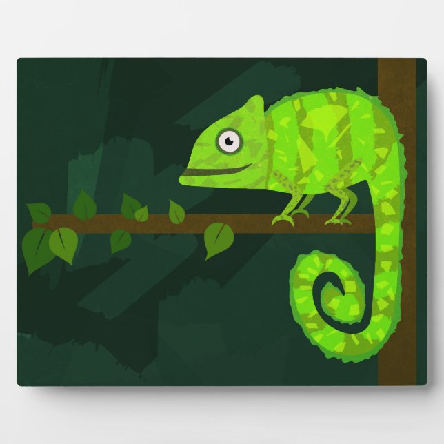 Plaque Photo Caméléon mignon vert (Devant)