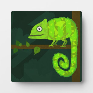 Plaque Photo Caméléon mignon vert