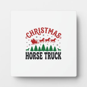 Plaque Photo Camion à chevaux de Noël Western Santa Sleigh Desi