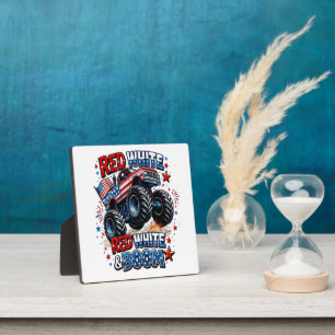 Plaque Photo Camion monstre Red White Boom