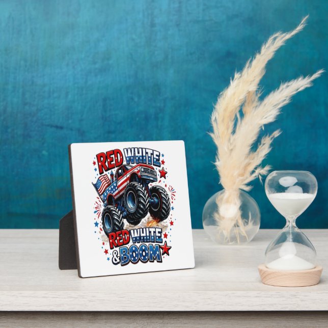 Plaque Photo Camion monstre Red White Boom (Insitu)