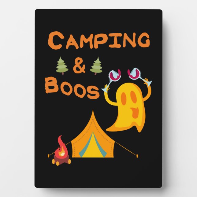 Plaque Photo Camping & Boos Ghosts Vin Camping Halloween (Devant)