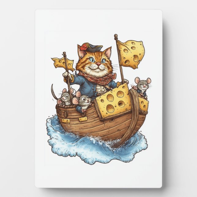 Plaque Photo Capitaine Meowbeard � Graphique de chat pirate drô (Devant)