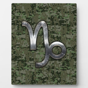 Plaque Photo Capricorn Zodiac Connexion vert olive camo numériq