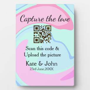 Plaque Photo Capturer l'amour ajoutez un scan QR mélange rose b