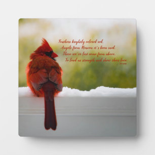 Plaque Photo Cardinal avec Vistior from Heaven poem