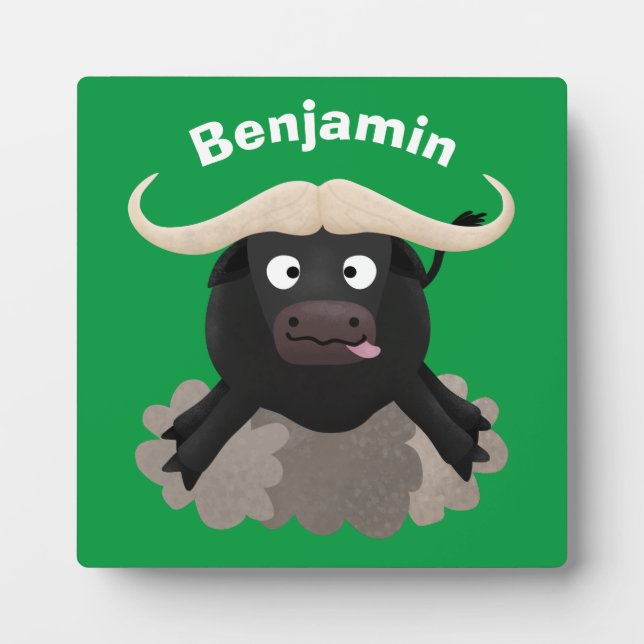 Plaque Photo Caricature amusante de buffle d'eau courante (Devant)