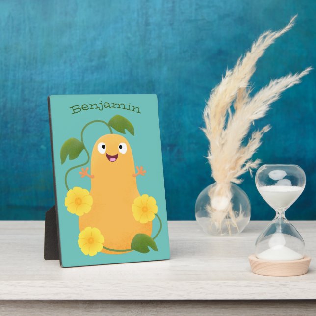 Plaque Photo Caricature citrouille gourde en beuret joyeux (Côté)