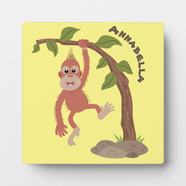 Plaque Photo Caricature de bébé orangoutan joyeux (Devant)