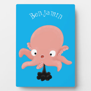 Plaque Photo Caricature de bébé pieuvre rose mignonne humour