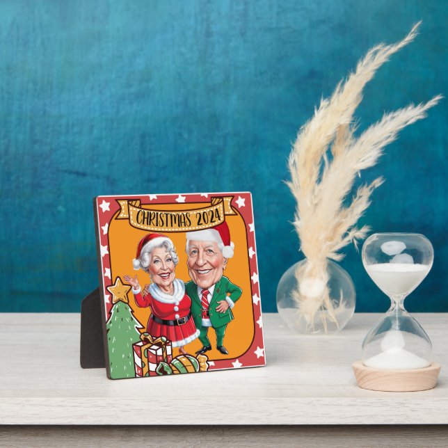 Plaque Photo Caricature de couple de Noël personnalisée (Insitu)