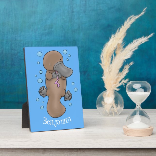 Plaque Photo Caricature de platypus bébé très heureuse (Côté)