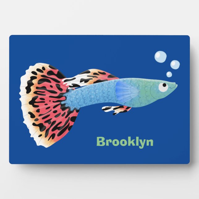 Plaque Photo Caricature de poisson tropical guppy très chic (Devant)