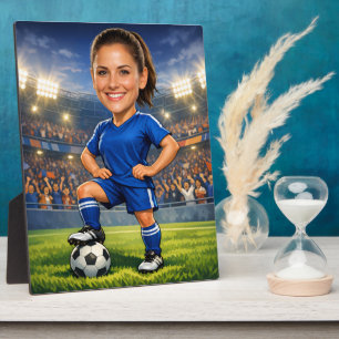Plaque Photo Caricature de star de football/soccer avec photo p