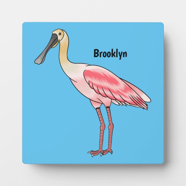 Plaque Photo Caricature d'oiseau de spatule de rose (Devant)