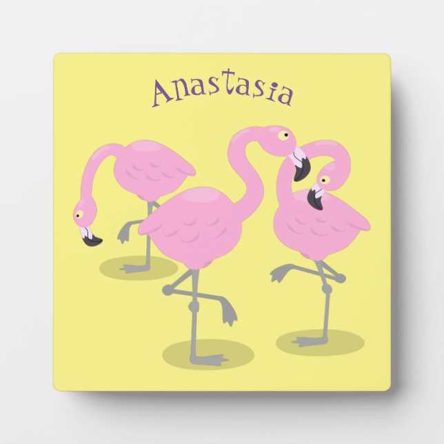 Plaque Photo Caricature en trio flamand rose mou (Devant)