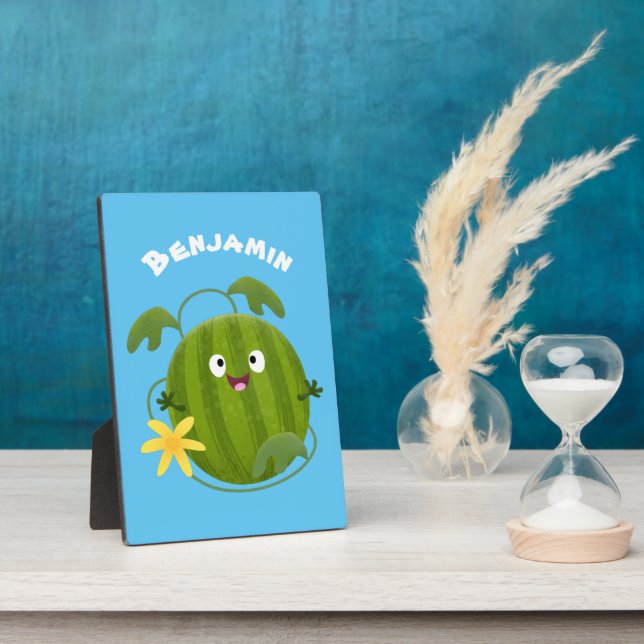 Plaque Photo Caricature joli et souriant de pastèque (Côté)