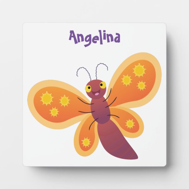 Plaque Photo Caricature joli papillon orange (Devant)