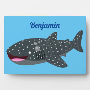 Plaque Photo Caricature joli requin baleine joyeux