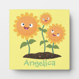 Plaque Photo Caricature joli tournesol souriant illustration