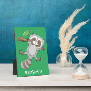 Plaque Photo Caricature pour bébé au raton laveur joyeux