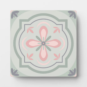 Plaque Photo Carreaux Floraux Pastel Vert