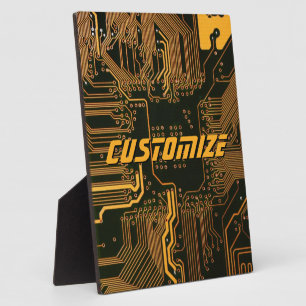 Plaque Photo Carte circuit orange PCB personnalisée geek Out
