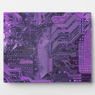 Plaque Photo Carte Cyber Circuit Purple Tech Art Electronique
