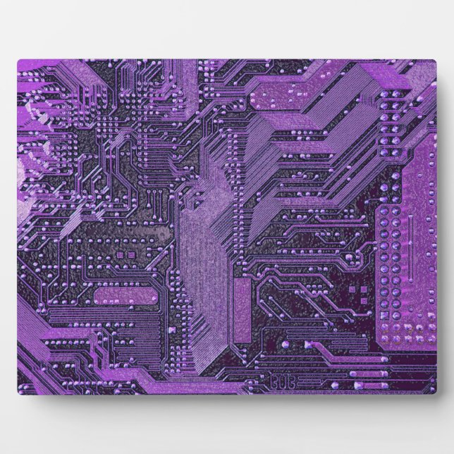 Plaque Photo Carte Cyber Circuit Purple Tech Art Electronique (Devant)