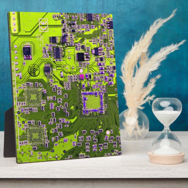 Plaque Photo Carte de circuit Geek d'ordinateur Neon Jaune (Côté)