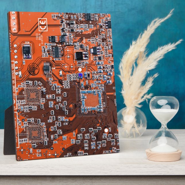 Plaque Photo Carte de circuit Geek d'ordinateur Orange (Côté)