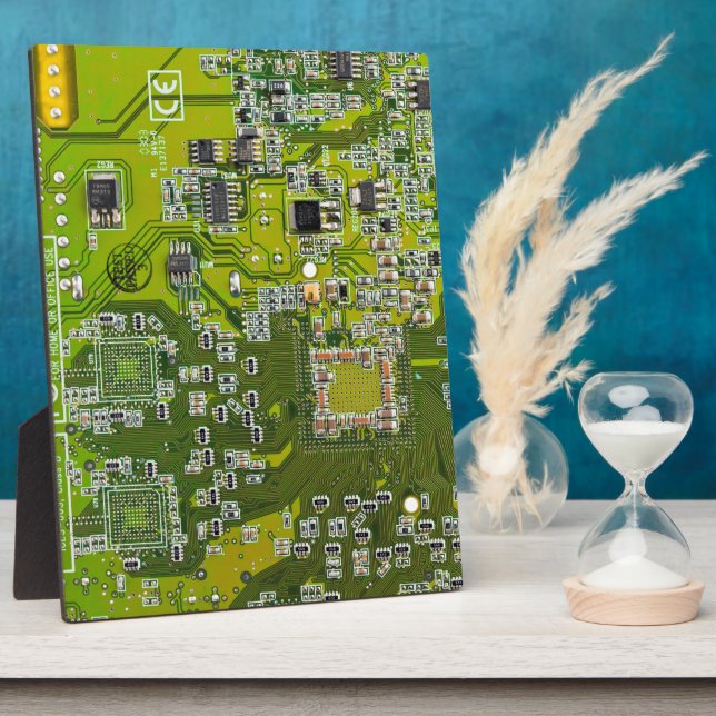 Plaque Photo Carte de circuit Geek d'ordinateur vert clair (Côté)