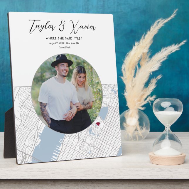 Plaque Photo Carte de la ville de New York Mariage Fiançailles  (Côté)