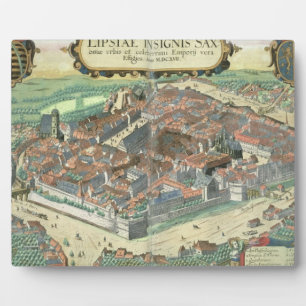 Plaque Photo Carte de Leipzig, de Civitates Orbis Terrarum par