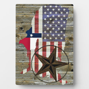 Plaque Photo Carte du drapeau de l'État de Texas Lone Star