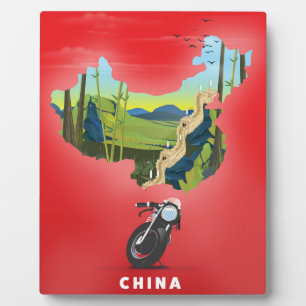 Plaque Photo Carte illustrée de Chine affiche de voyage