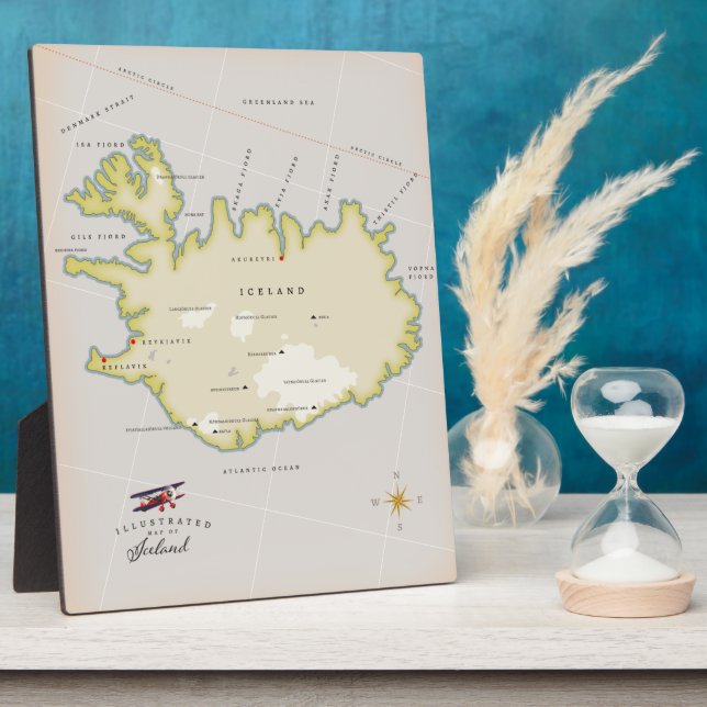 Plaque Photo Carte illustrée de l'Islande (Côté)