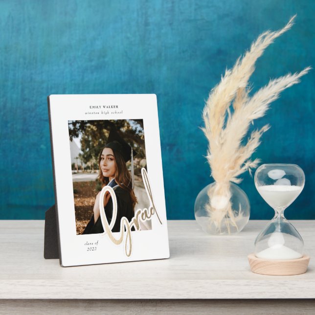 Plaque Photo carte photo de graduation de l'écriture or (Côté)