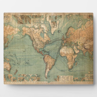 Plaque Photo Carte vintage du monde antique