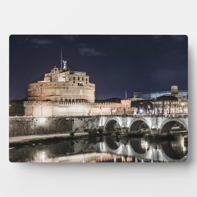 Plaque Photo Castel Sant Angelo la nuit à Rome (Devant)