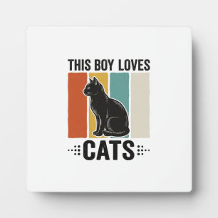 Plaque Photo Ce garçon aime les chats Design Rétro pour amateur